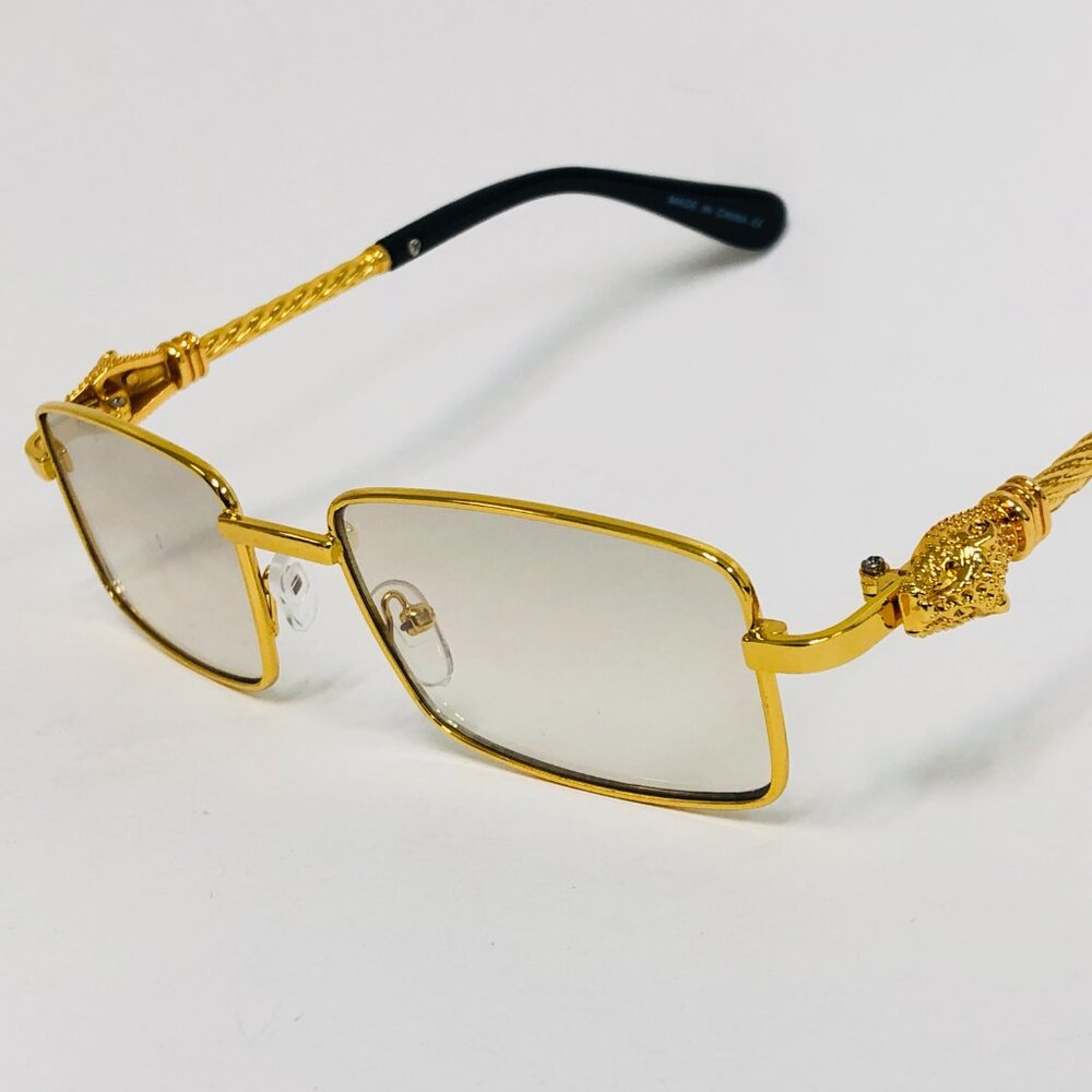 Men Women Sunglasses Clear Lens Rimless Luxury‎ Retro Shades Gold Metal Hip Hop